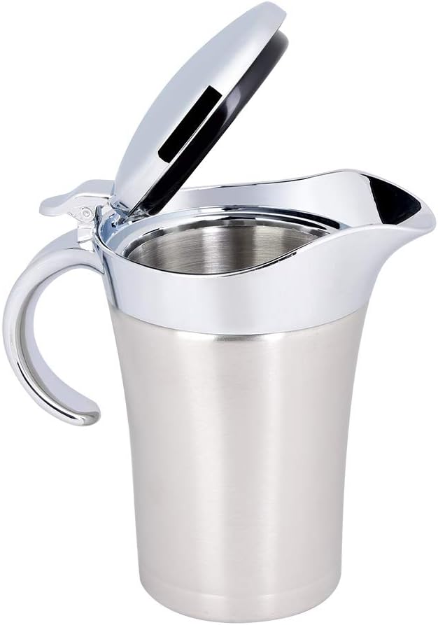 25 oz Gravy Boat Stainless Steel Sauce Gravy Jug Double Wall Insulated Thermal Gravy Boat with Cover and Lip Spout for Gravy Salad Custard Cream Sauce and so on