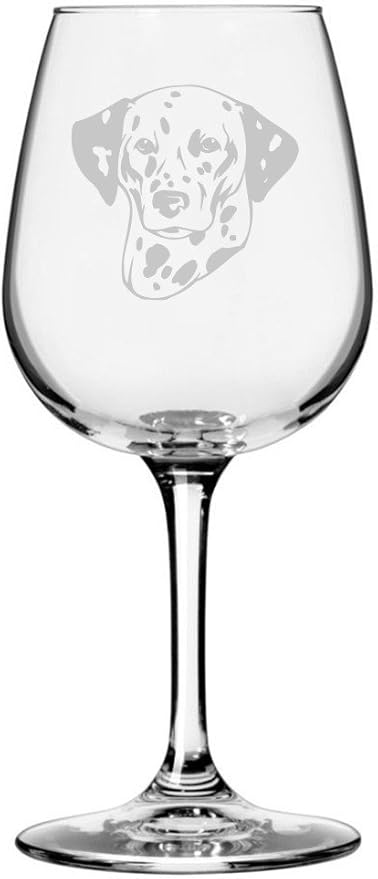 Etched Laser Art Dalmatian (Alternate) Personalized Dog Themed Etched 12.75oz Wine Glass Custom Dog Breed Wine Glasses for Pet Lovers, Unique Birthday Gift for Men & Women, Personalized Gift