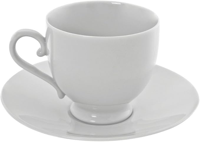 10 Strawberry Street Royal White 8 Oz Sophia Cup and Saucer, Set of 6, White