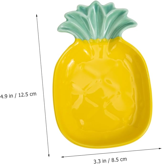 VOSAREA 2pcs Pineapple Shape Sauce Plate Ceramic Condiment Dish Reusable Plates Italian Seasoning Small Dish for Sauce Seasoning Snacks