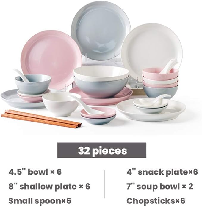 Fine Dinnerware Sets Dinner plate Ceramics Dinner Sets 32 Pieces Bright Light Dinnerware Set