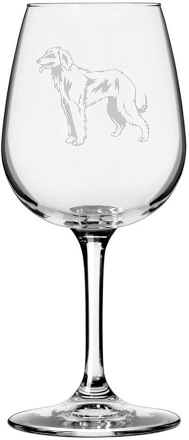 Etched Laser Art Personalized Dog Themed Etched Wine Glass - Custom Dog Breed Wine Glasses, Ideal for Pet Lovers, Unique Birthday Gift for Men & Women, Personalized Gift -Taigan, 12.75 oz