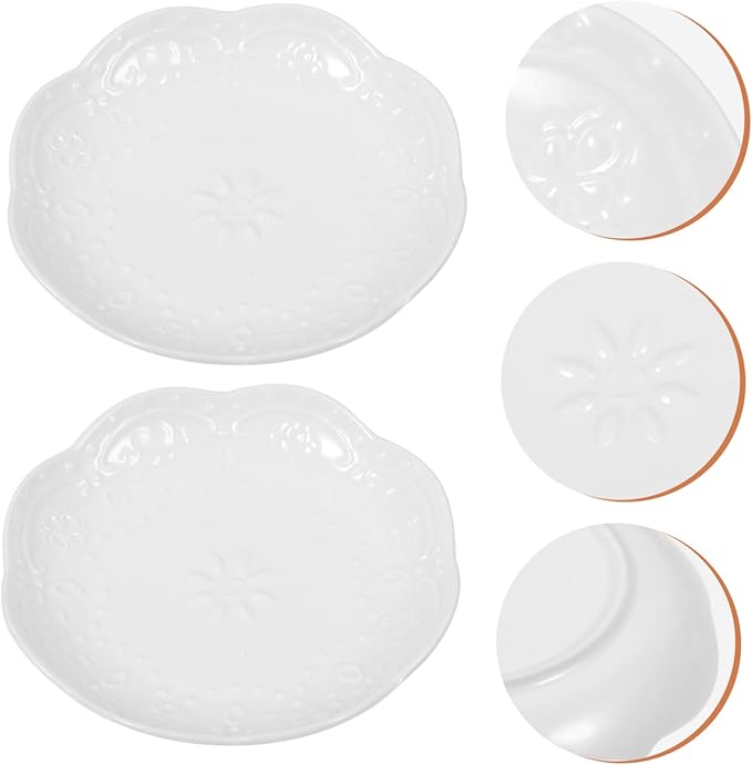 2pcs Modern Style Ceramic Dipping Dish Small Sauce Bowls Porcelain Appetizer Plate for Condiments