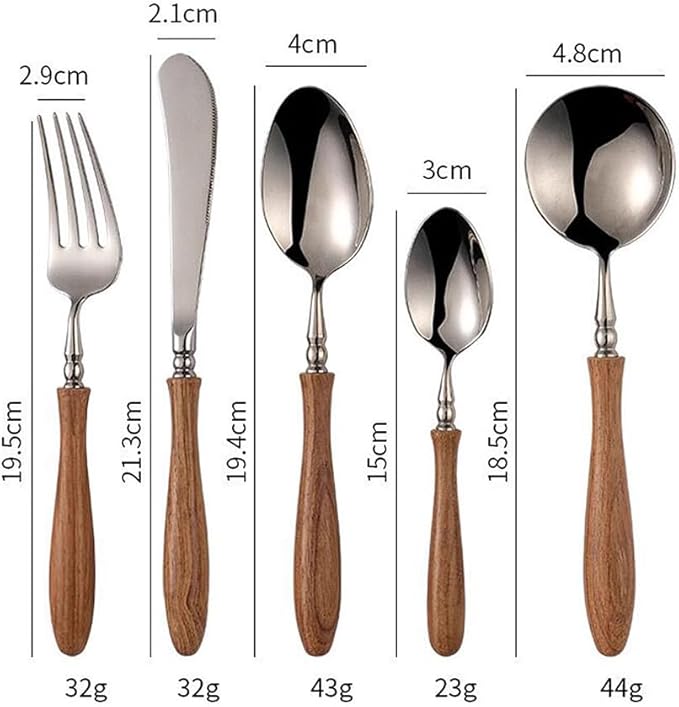 40 Piece Silverware Set Service for 8,Premium Wooden Handle Stainless Steel Flatware Set Home Include Fork Knife Spoon Set Gift Package for Christmas and Thanksgiving(Light Brown)