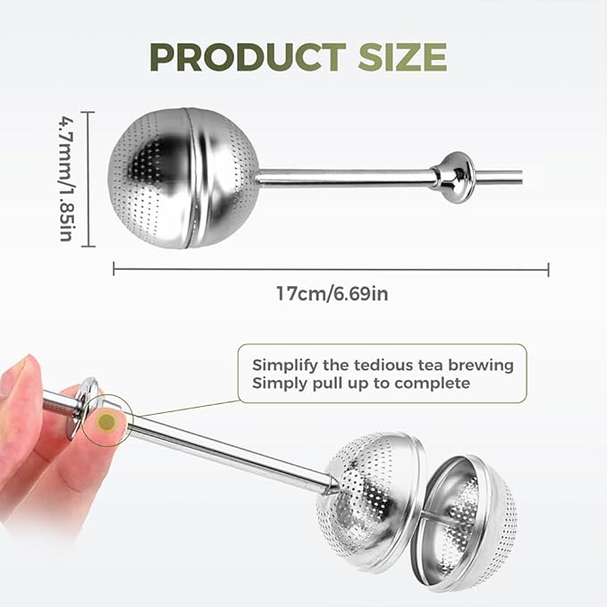 Stainless Steel Tea Diffuser,2025 New Tea Ball Infuser,Stainless Steel Tea Strainer Tea Infuser,For Loose Leaf Tea,Tea Diffusers Fine Mesh Tea Ball Tea Accessories (2)