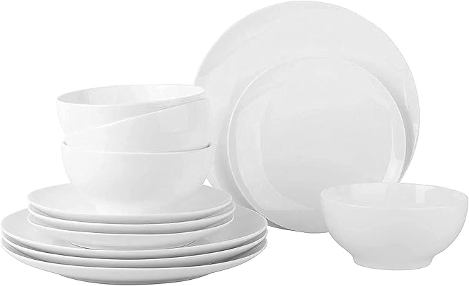 Porcelain Dinner Set Porcelain Kitchen Dinnerware Set Ceramic tableware Dinnerware Set – Set for 4 Dinnerware 12 pcs Set Dish –Durable Porcelain White Dinnerware Set, Plates and Bowls – Microwave