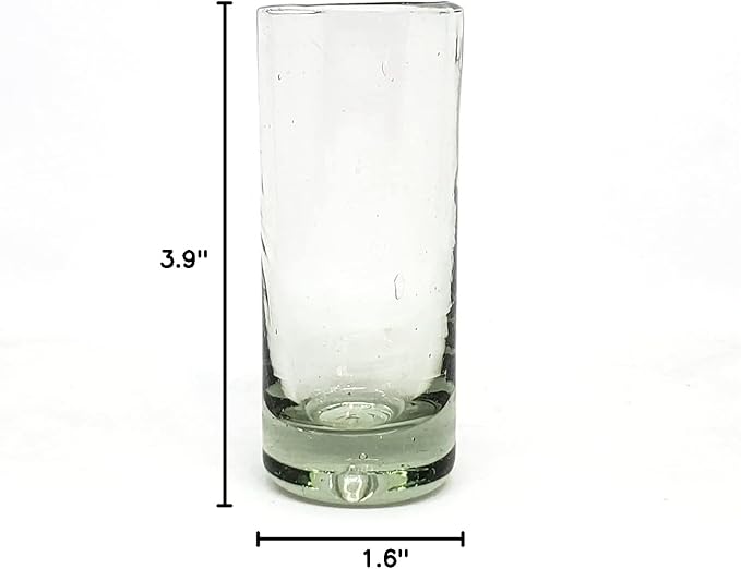 MexHandcraft Clear 2 oz Tequila Shot Glasses (set of 6), Recycled Glass, Lead-free, Toxin-Free (Shot)