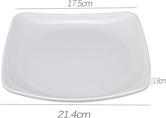 Appetizer plate, small ceramic plate, suitable for desserts, square plate, white kitchen cutlery set.(8.5in)