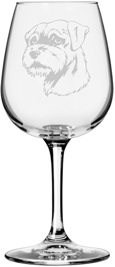 Etched Laser Art Border Terrier (Alternate) Personalized Dog Themed Etched 12.75oz Wine Glass Custom Dog Breed Wine Glasses for Pet Lovers, Unique Birthday Gift for Men & Women, Personalized Gift