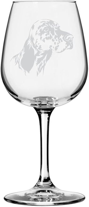 Etched Laser Art English Setter Customized Personalized Dog Themed Etched 12.75oz Wine Glass Custom Dog Breed Wine Glasses for Pet Lovers, Unique Birthday Gift for Men & Women, Personalized Gift