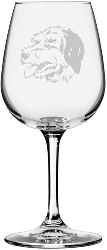 Etched Laser Art Bosnian Coarse Haired Hound (Barak) Personalized Dog Themed Etched 12.75oz Wine Glass Custom Dog Breed Wine Glasses for Pet Lovers, Personalized Birthday Gift for Men & Women