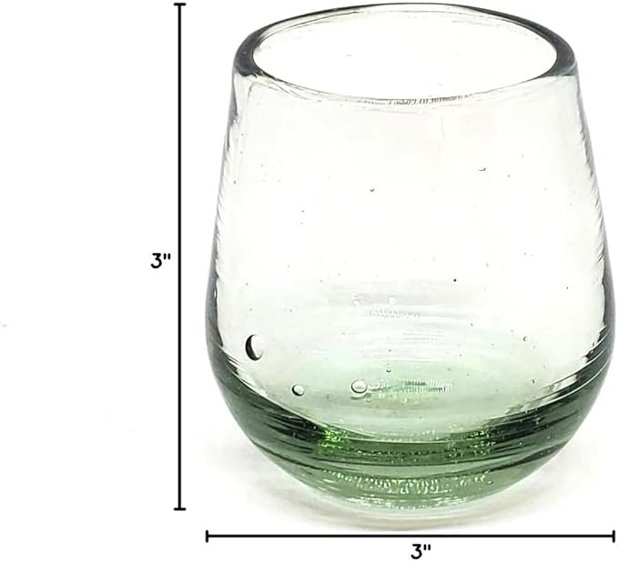 MexHandcraft Clear 6 oz Roly Poly Glasses (set of 6), Recycled Glass, Lead-free, Toxin-Free (6 oz Roly Poly)