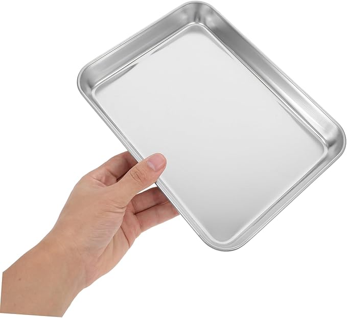 3pcs Oven Steel Plate for Baking Stainless Steel Baking Pan Serving Trays Bbq Platter Grill Platter