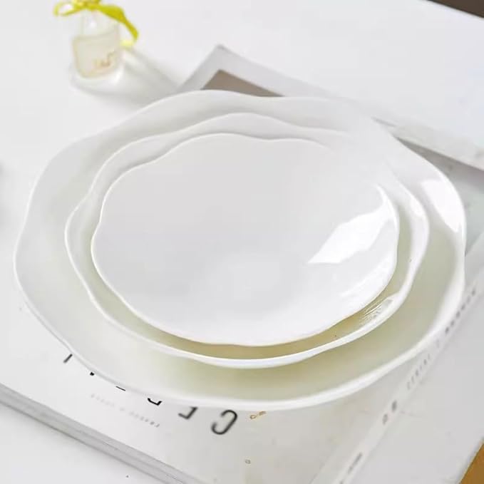 SONGCHAO Party Supplies Personalized Creative Dinner Plate, Nordic Style Tableware, Household Dish Plate, Soup Plate, Rice Plate, Deep Plate, Ceramic Dish Party Plates (Size : Large)