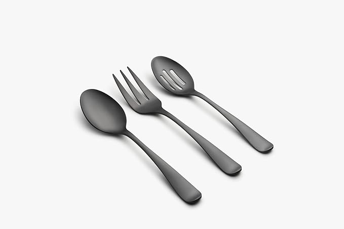 Cambridge 505945CKW13DS Rhiannon Black Satin 45-Piece Flatware Set