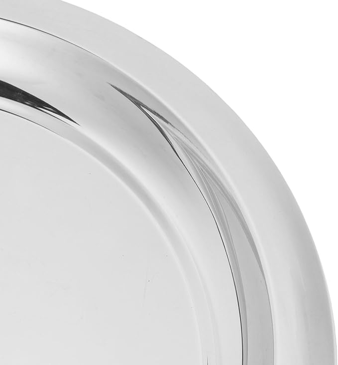 Stainless Steel Round Serving Tray, 35cm Mirror Polished Rustproof Tray with Smooth Edges for Drinks Snacks Desserts Whiskey Home Decor