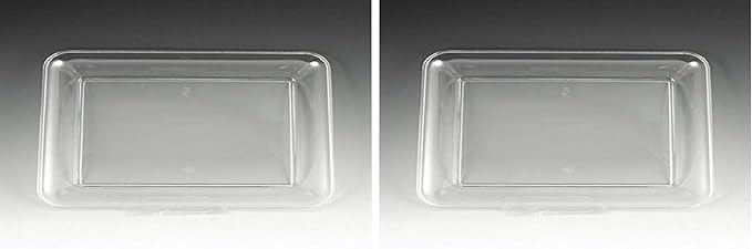 Sovereign Clear Plastic Rectangular Tray, (8" x 10") - Sleek Design, Perfect for Parties, Entertaining, Events & Home Use (Pack of 2)