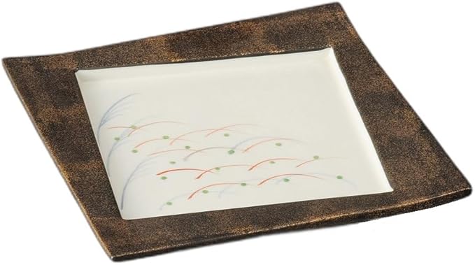 セトモノホンポ(Setomonohonpo) Akikusa Gold Tataki Square Appetizer Plate, 7.1 x 7.1 x 0.7 inches (18 x 18 x 1.7 cm) | Appetizer Plate |