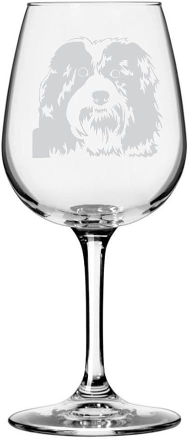 Etched Laser Art Havanese Personalized Dog Themed Etched 12.75oz Wine Glass Custom Dog Breed Wine Glasses, Ideal for Pet Lovers, Unique Birthday Gift for Men & Women, Personalized Gift