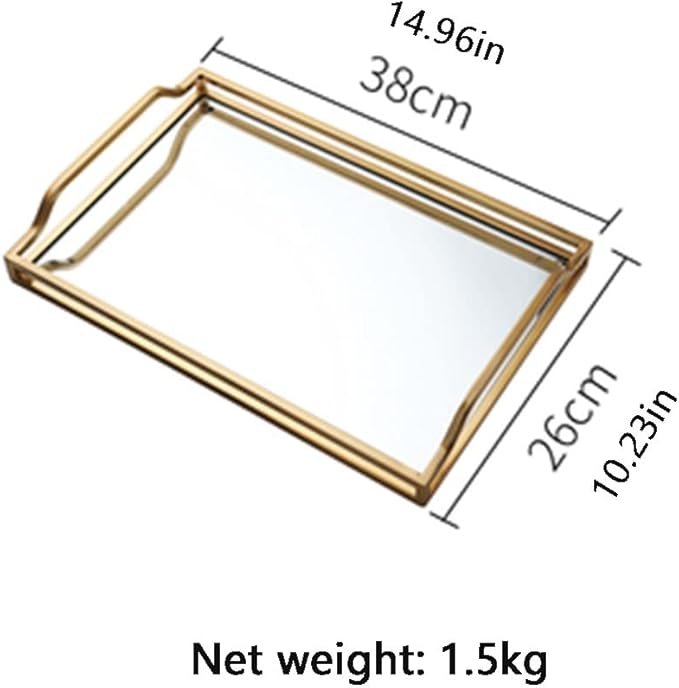 Serving Tray Metal Food Trays For Coffee Table Mirrored Tray With Handle Decorative Tray For Home Food Tray Kitchen Decor