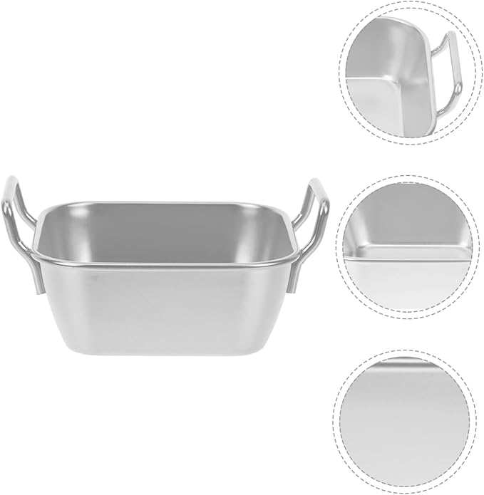 Cabilock Fried Chicken Basket Thickened Dessert Tray Snack Holder Stainless Steel Plate Food Serving Tray