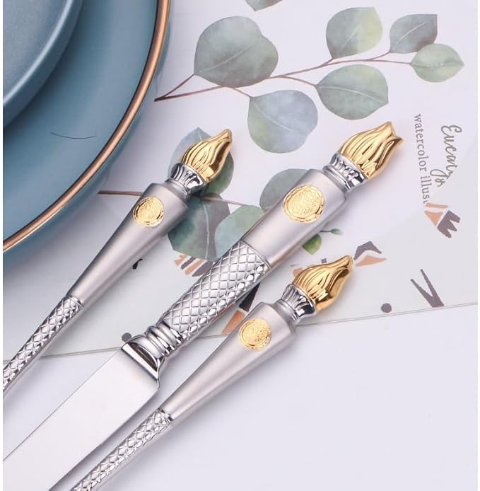Stainless Steel Flatware serving set,Home Kitchen Eating Tableware Set,Dishwasher Safe,For Home Kitchen Restaurant Hote 5/20 Piece 304 Stainless Steel Steak Knife And Fork Set Light Luxury Sandblastin