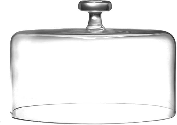 Barski Handmade Glass 2 pc Set, Footed Cake Plate with Dome, 12" H, 11" D (Inside Dome is 10.25" D), Clear, Made in Europe