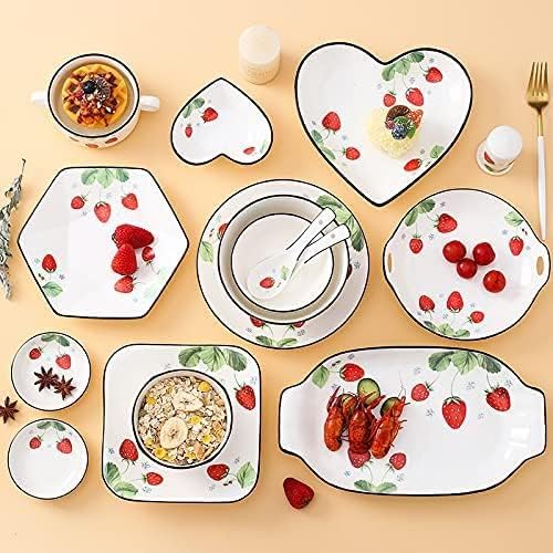 4pcs Ceramic Strawberry Heart Shape Sauce Dishes Seasoning Dishes Appetizer Plates
