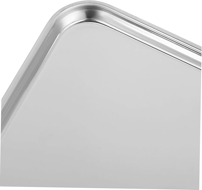 Rectangular Stainless Steel Serving Tray Practical Food Plate for Restaurants and Hotels Silver Non-Slip Design for Catering and Buffet