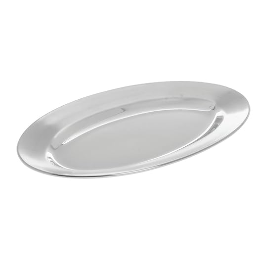 HUBERT Silver Serving Tray Oval Stainless Steel -11 3/4"L x 7 3/4"W