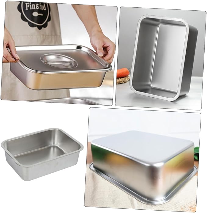 1Pc Stainless Steel Food Storage Tray Serving Plate for Vegetables Kitchen Utensil for Home Use Easy to Clean Dinnerware Suitable for Open Flames Induction