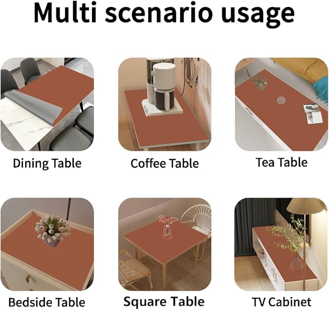 Leather Table Cover,1.8mm Thick,40x60 Inch Table Protector,Table Protector for Dining Room Table,Dining Table Cover,Table Cover Protector,Dining Table Pads(Brown+Gray,40x60)