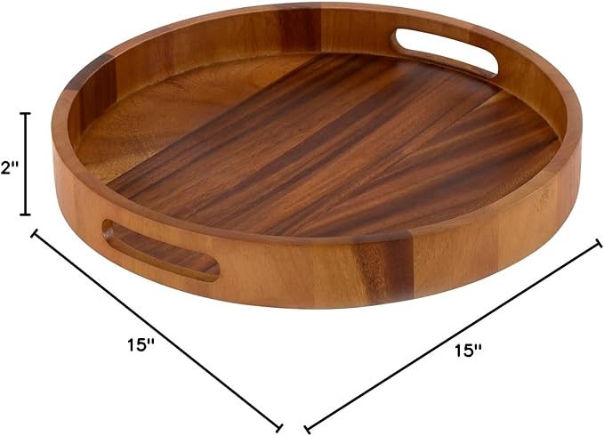 Round Serving Tray - 15" - Solid Bottom