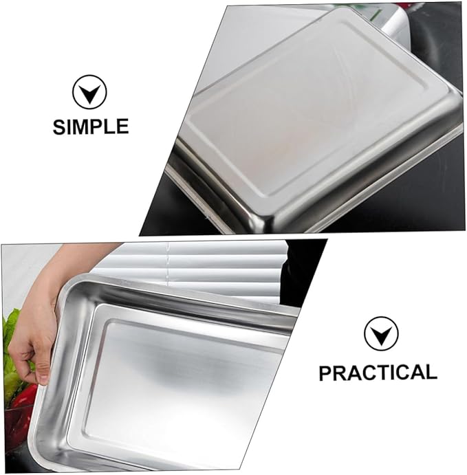 Garneck Stainless Steel Storage Tray Baking Rack Silver Trays for Serving Divided Dinner Plates Food Plate