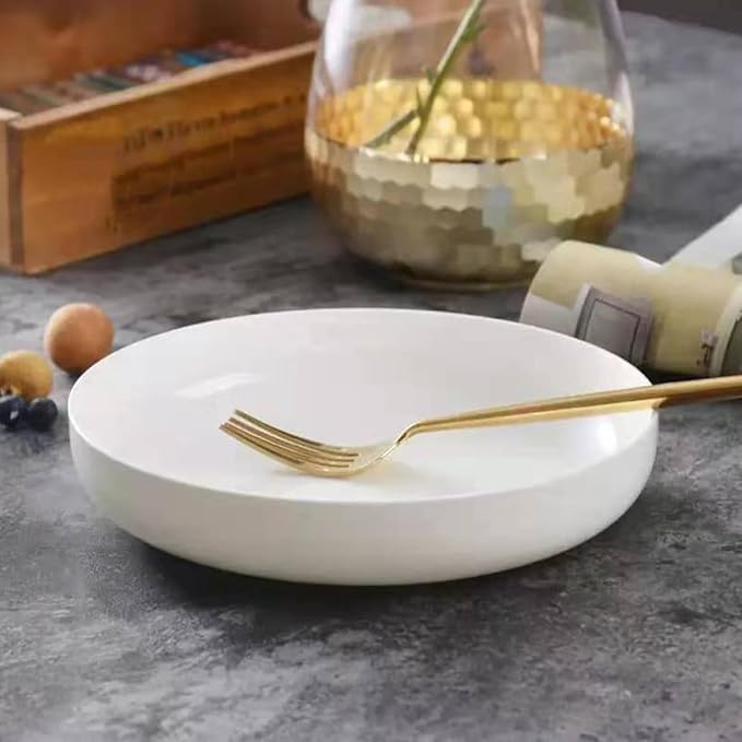 Alipis Ceramic Shallow Serving Plate 21cm Food Serving Dish Multi-use Food Tray for Salad Appetizers Western Cuisine Household Use