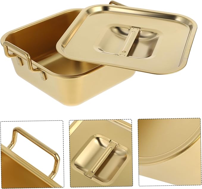 GLEAVI Stainless Steel Square Serving Tray for Appetizers Snacks and Desserts Double-Handled Metal Dish for Parties and Events 10-inch Food Serving Plate