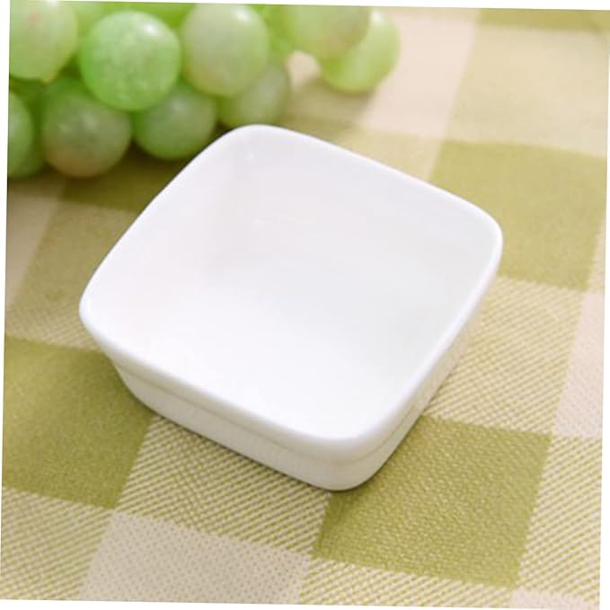 2PCS White Ceramic Dipping Dish Elegant Porcelain Appetizer Plates for Seasoning Sauce Desserts and Condiments Square Shape Lightweight Stackable Design