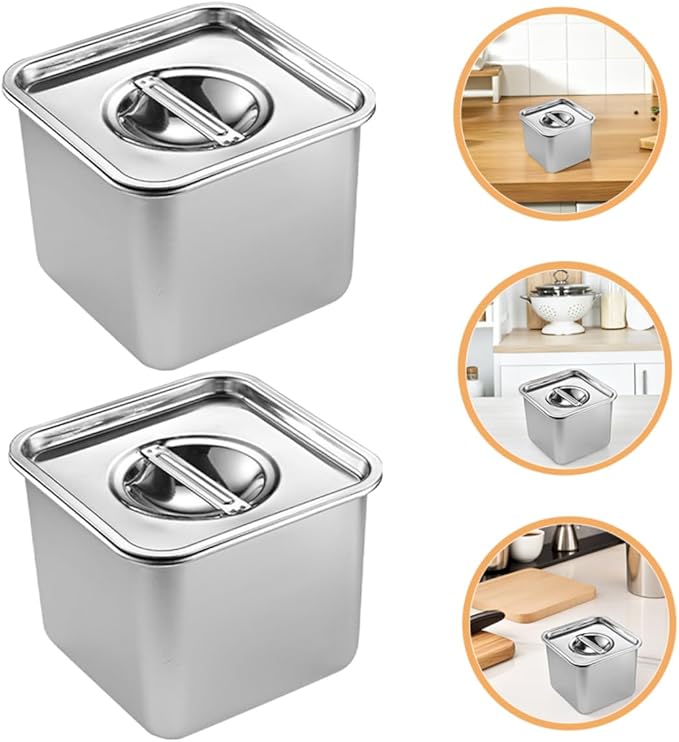 Homoyoyo Stainless-steel Frying Pan Lid Buffet Food Serving Tray Rectangular Metal Tray Freshness Lid