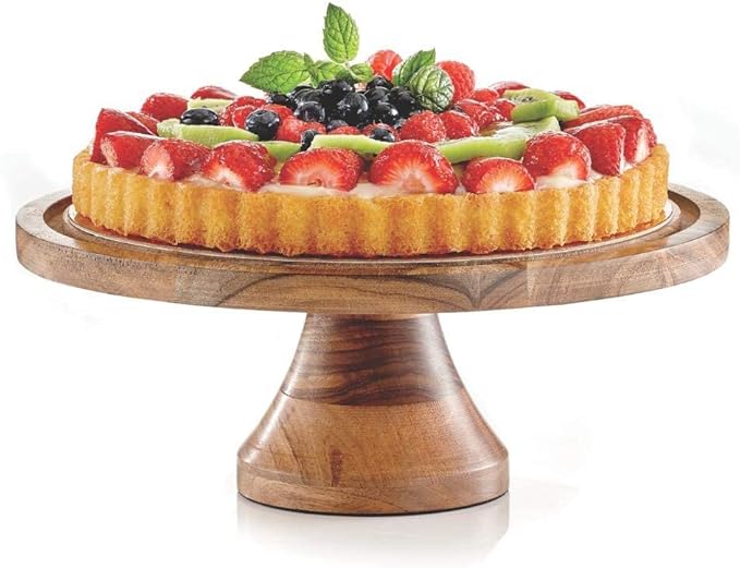 Royalty Art 4-in-1 Cake Stand with Dome, Cheese Board, Covered Platter, and Serving Tray for Pastries, Pies, Appetizers, and Holiday Treats, Decorative Kitchen Server and Display