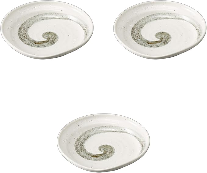 Set of 3, Ink Swirl Twist 6.0 Plates, 8.1 x 8.1 x 1.3 inches (20.8 x 20.5 x 3.4 cm) | Medium Plate Ceramics Setomonohonpo