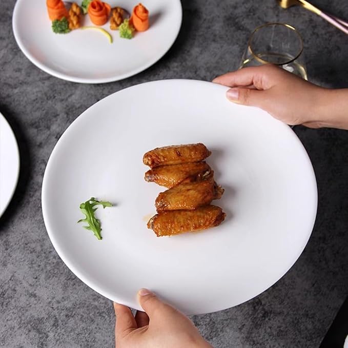 SONGCHAO Party Supplies 2pcs Steak Dinner Plate, Round Plate, Ceramic Dish Plate, Pure White Plate, Flat Plate, Home Western Tableware Party Plates