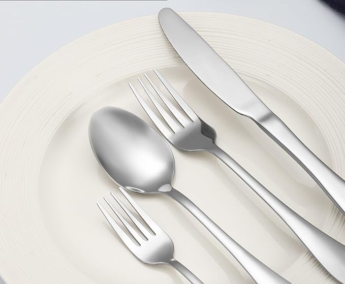 Stainless Steel Flatware serving set,Home Kitchen Eating Tableware Set,Dishwasher Safe,For Home Kitchen Restaurant Hote 61-piece Thickened Stainless Steel Cutlery Set Hotel Restaurant Knife, Fork And