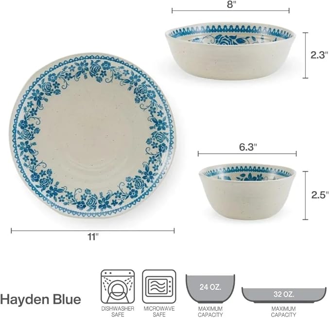 12-Piece Dinnerware Set Serving Ware Kitchen Dish Dinner Plates Ceramic Tableware Set