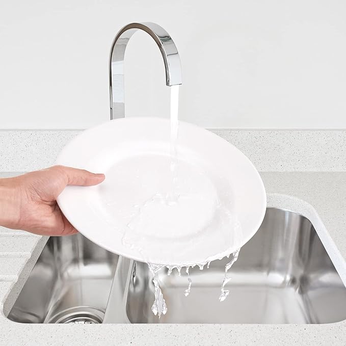 10 Inch White Melamine Plates Wide Side Flat Bottom Deep Round Dinner Plates Salad and Dessert Plates Lightweight Durable and Easy to Clean,Non Ceramic Disc Pad Set of 6,PYW-10-06