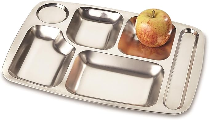 Military Style Stainless Steel Mess Trays, 4 Pack