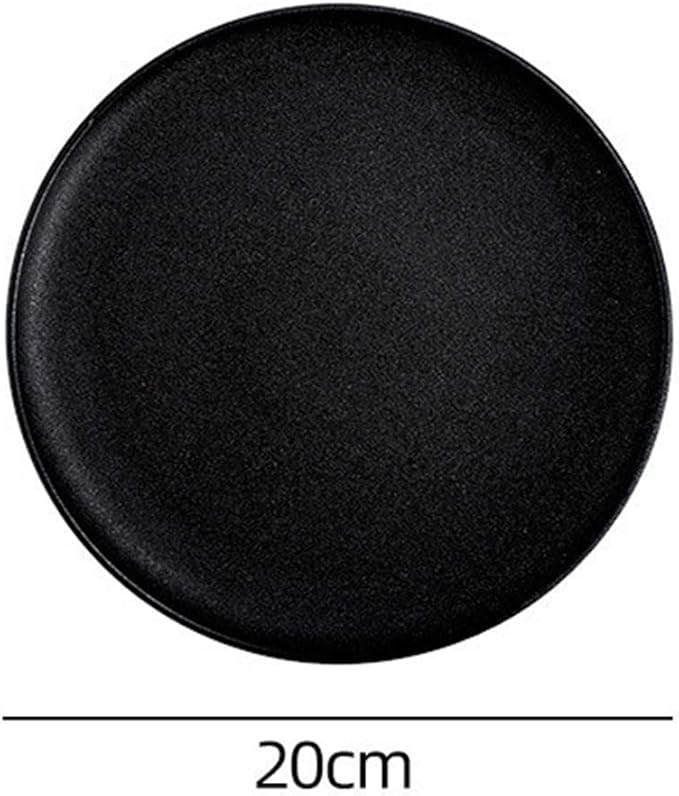 Dinner Plates Simple Ceramic Plate Tableware Black Frosted Disc Square Steak Plate Family Dinner Plate Kitchen Serving Dishes,Gold-20CM