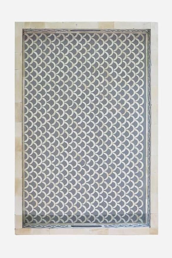 Hansa Handmade Bone Inlay Serving Tray Rectangle Tray for Housemwarming Decorative