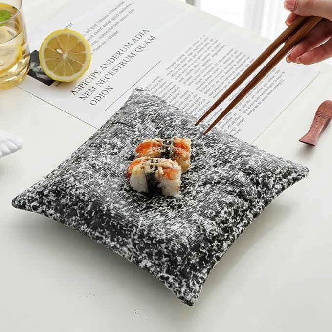 Pasta Plates Simple Ceramic Salad Plate Kitchen Tableware Dinner Dessert Bread Pillow Shape Bowl Bowls(B,Small)