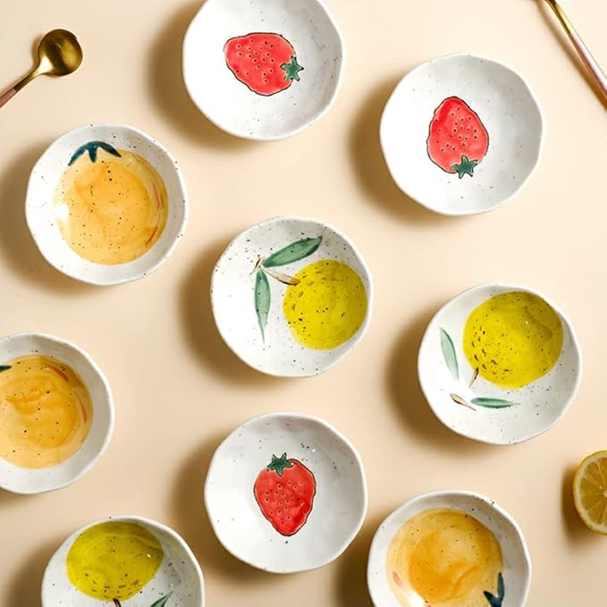 Dipping Sauce Bowls Appetizer Bowls Lemon Pattern Small Plate Dipping Sauce Plate Household Sauce Plate Tableware Snack Plate Small Bowl Sauce Plate Plate Ceramic Dip Bowls Dipping Sauce Bowls