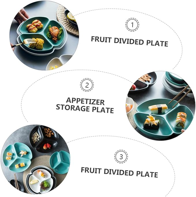 Multifunctional Ceramic Divided Serving Plate Fruit Chips Platter Appetizer Storage Tray Safe Easy to Clean